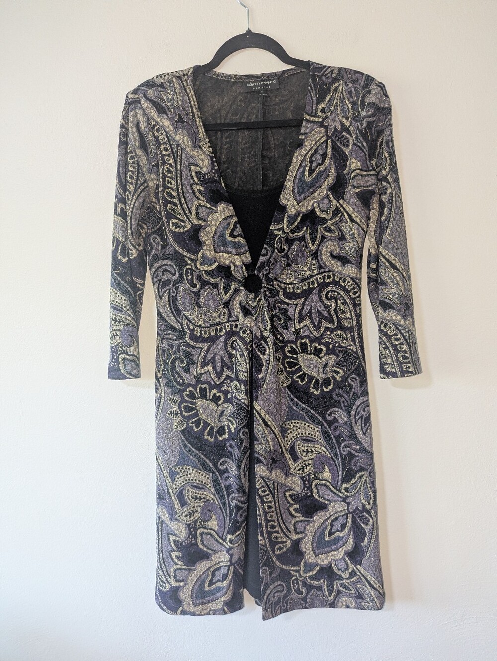 6 Connected Apparel Vintage Paisley Print Stretchy Short Dress
